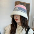 thumbnail image 2 of Caywon Women's Winter Thickened Solid Color Fisherman Hat Cold Proof Warm Bucket Hat Fleece Lined Cold Weather Accessory, 2 of 5