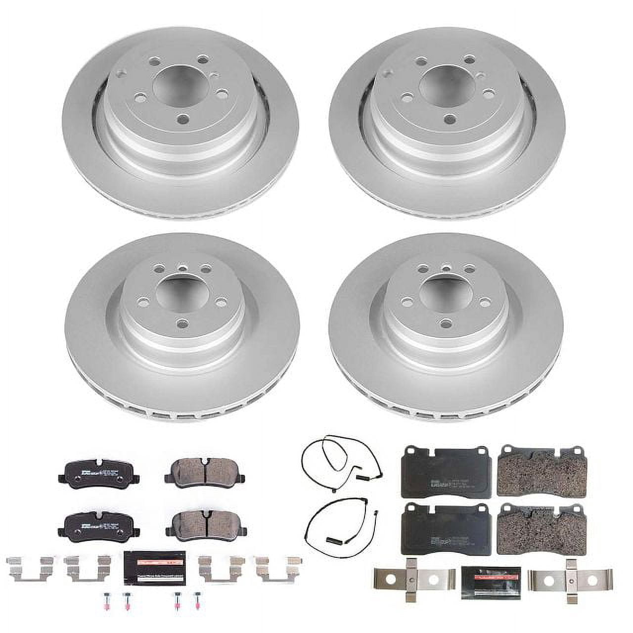 Power Stop Front and Rear Euro-Stop ECE-R90 Certified Brake Pad with Rotor Kit Fits 2006 Land Rover Range Rover