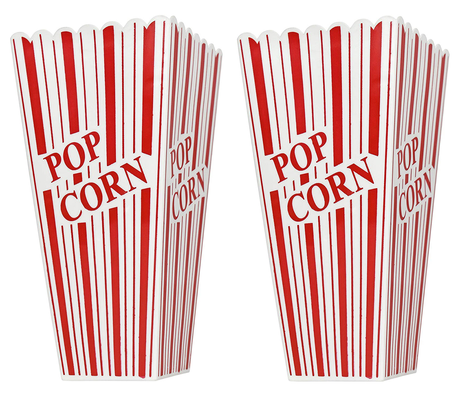 Premius 2Pack Classic Striped Popcorn Holder, RedWhite, 7.75x3.75x3