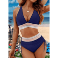 thumbnail image 2 of Bikini de Dos Piezas para Mujer, Cintura Alta, Cuello Halter, Traje de Baño Azul Oscuro XXL, 2 of 7