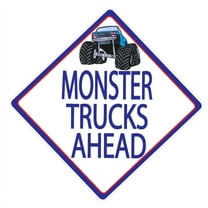 Monster Truck Wall Decals / Street Sign Wall Decals / Monster Trucks Ahead / Truck Wall Stickers