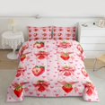thumbnail image 2 of Manfei Cute Bow Knot Bedding Comforter Set,Sweet Strawberry Twin Comforter Sets,Pink Heart Print Bedding Set For Girl Teens,Ultra Soft Home Decor Reversible,2pcs, 2 of 8