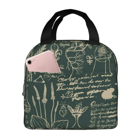 Insulated Lunch Bag for Women Men - Vintage Botanical Sketch Collage A Leakproof Cooler Lunch Box for Women Men  Lunch Tote Bags for Work School Picnic Travel