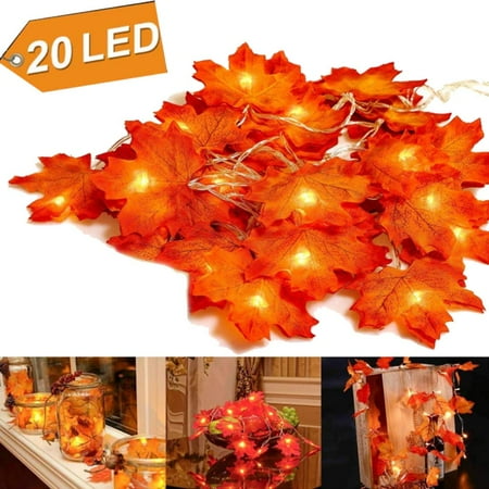 Herchr Thanksgiving Decorations Lighted Fall Garland String Lights