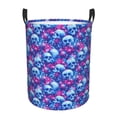 thumbnail image 6 of Lsque blue Skull purple flower pattern Laundry Hamper Basket, Tall Woven Rope Hamper Basket for Clothes, Lightweight Storage Basket, Collapsible Waterproof-Small, 6 of 8