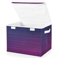 thumbnail image 2 of Iauyy Large Storage Box with Lid - Foldable Home Storage Bins for Clothes Toy Holiday Decor, Wave-like Purple (42*32*30cm), 2 of 6