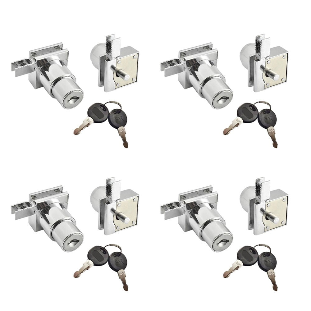 Ana 1/4pcs Showcase Sliding Glass Door Lock Set With Key For Display Cabinet Security Hardware Non Opening Glass Door Lock Home Decor