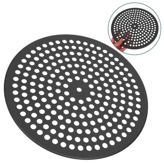 Supvox Black Aluminum Alloy Pizza Tray for Home Use with Perforated Design for Crisp Crust