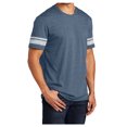 thumbnail image 4 of Yellow Rooster Men's Game T-Shirts with Stripes Printed Sleeves Heathered True Navy/White 2XL, 4 of 6
