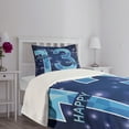 thumbnail image 3 of Ambesonne Blue Quilted Bedspread Set 2 Pcs, Polygon Effect Stars, Twin Size, Dark Blue Pale Blue, 3 of 5