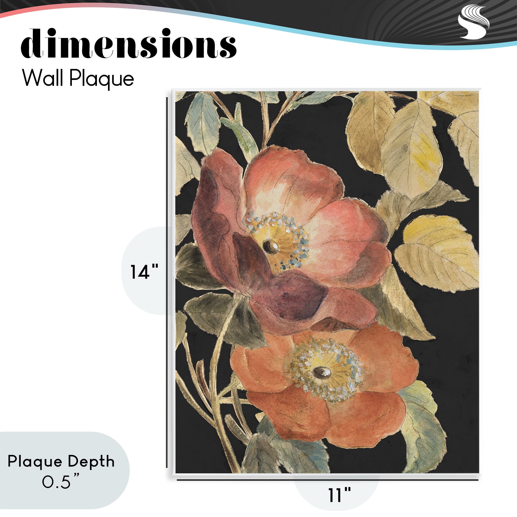 Stupell Industries Red Flower over Black Wall Plaque Art, design by Lanie Loreth