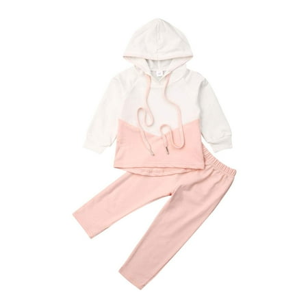 

1-4Y Toddler Kids Baby Girl Clothes Sets Patchwork Tracksuit Hooded Shirt Top Pants Outfits Clothes 2PCS