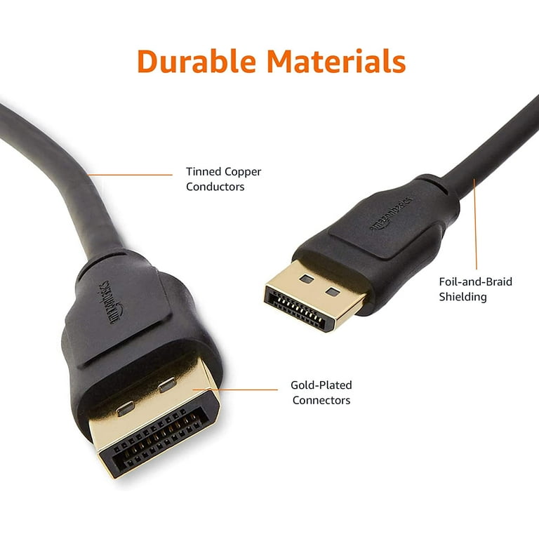 Basics DisplayPort to HDMI Display Cable, Uni-Directional, 4k@30Hz,  1920x1200, 1080p, Gold-Plated Plugs, 15 Foot, Black