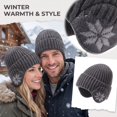 thumbnail image 4 of Voska Thick Knit Maple Leaf Ear Protection Pullover Hat For Men Women Soft Polyester Warm Winter Beanie Stylish Cold Weather Headgear Dark Gray, 4 of 6