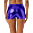 thumbnail image 3 of Haitryli Women Girls Shiny Wetlook Booty Shorts Low Rise Boy Shorts Activewear Royal Blue One Size, 3 of 6