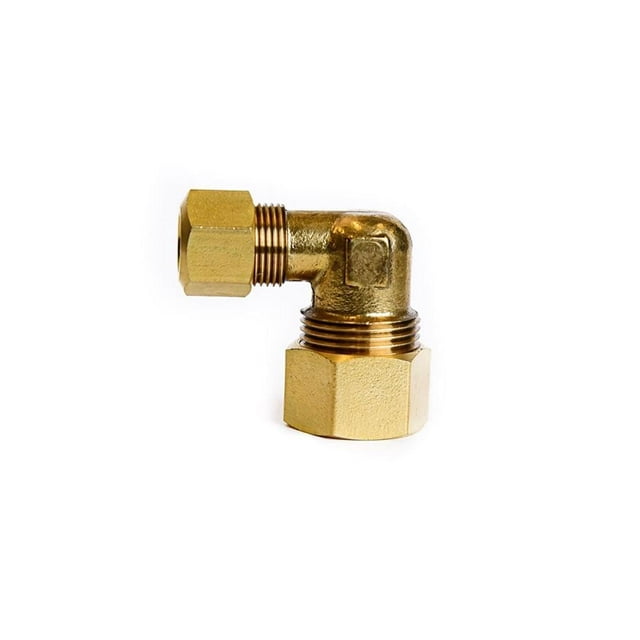 Acoplamiento de manguera HOMEPLUS+ con codo 90° de latón de 5/8 pulgadas x 3/8 pulgadas