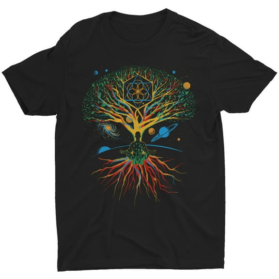 Tree Of Life Meditation Yoga Tree T Shirt Sacred Nature Retro Chakra T-Shirt Tee