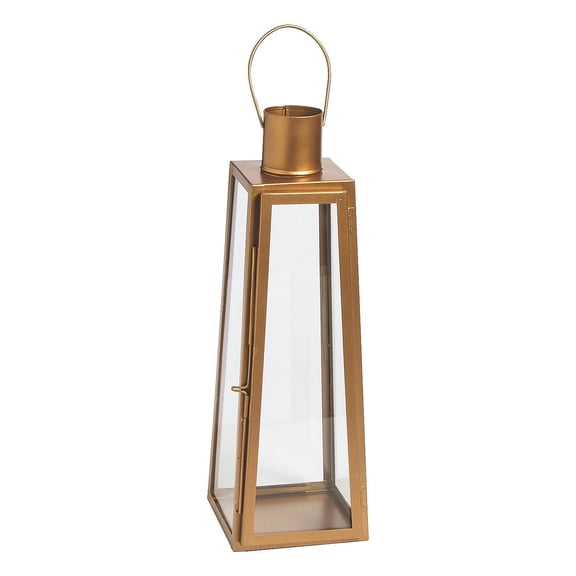 Large Metallic Gold Metal Lantern - Home Decor - 1 Piece