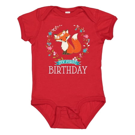 

Inktastic First Birthday 1 Year Old Girl Fox Gift Baby Girl Bodysuit