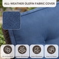 thumbnail image 6 of Patiobula Patio Furniture Set with Propane Fire Pit Table, 5 Pieces Outdoor Sectional Couch, Brown Wicker Rattan Conversation Loveseat Glider with Swivel Chair for Garden Backyard Deck, Navy, 6 of 15