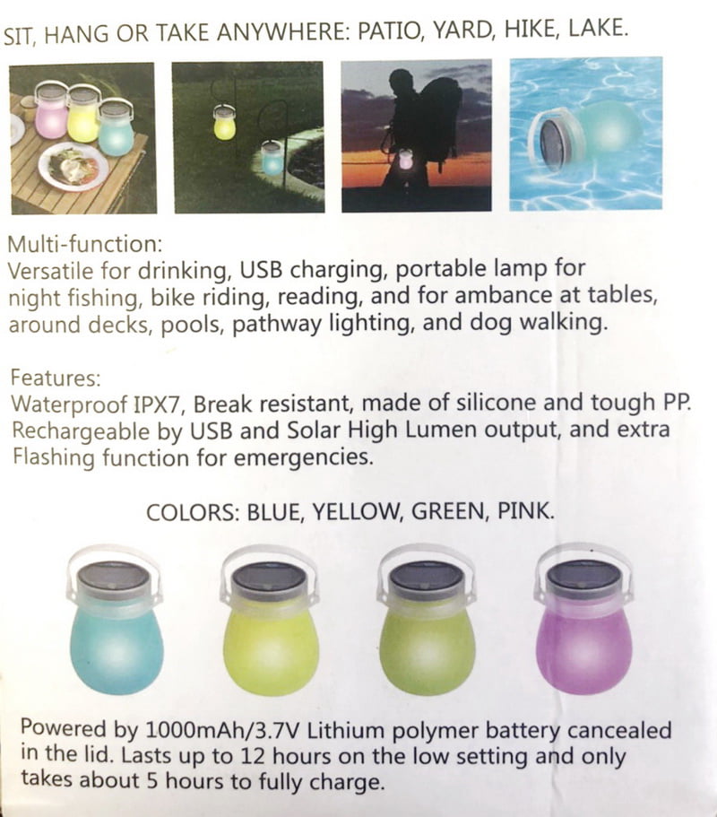 Silicon Solar USB Bottle Lantern Waterproof Crushible 3 Lighting Mode LED19 