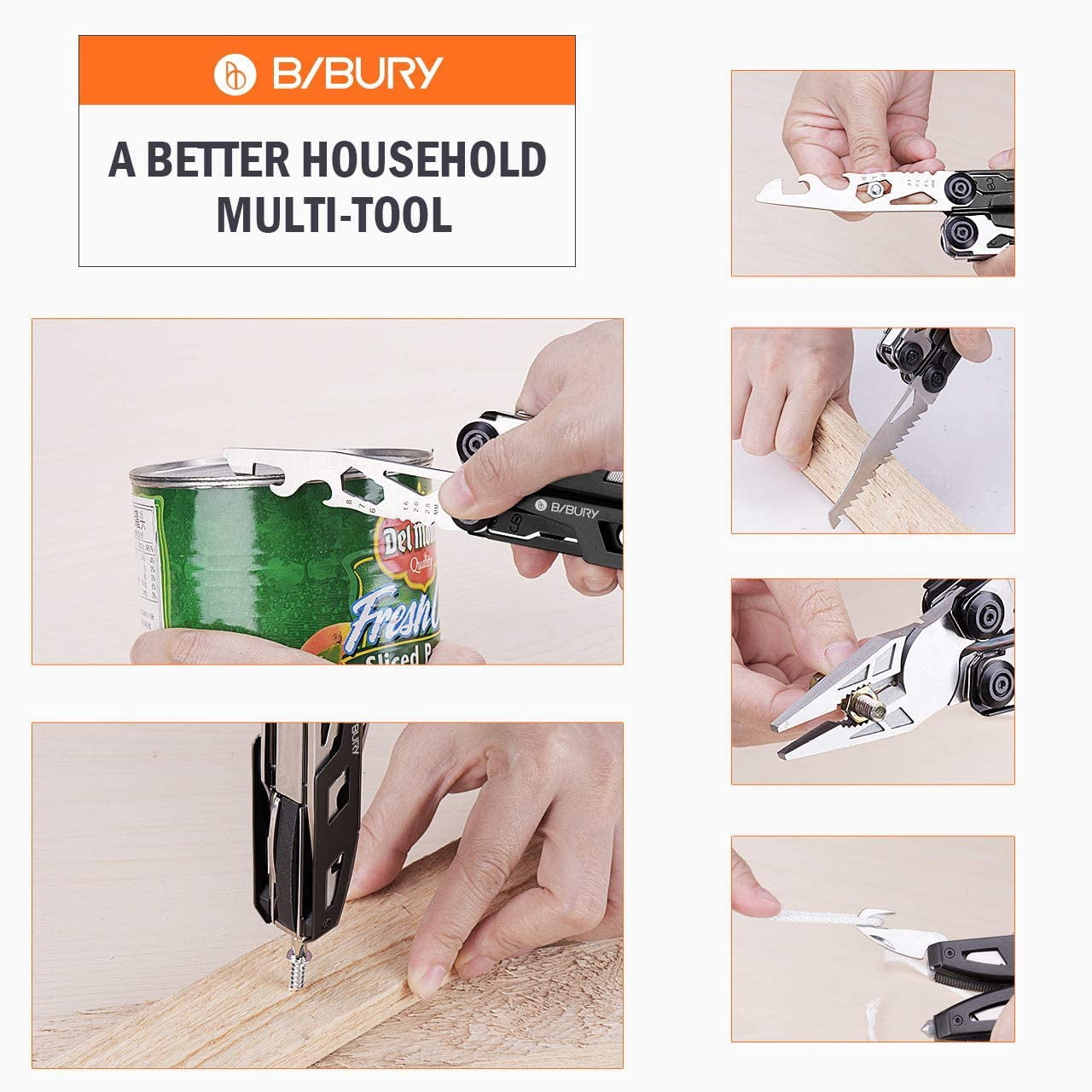 HRTGFD-Multitool Pliers, 18-in-1 Multi Tool with Safety Hammer, Safety Locking Design Stainless Steel Multifunction Pocket Knife for Outdoor, Survival, Camping, Hiking, Home Repair - Black