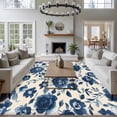 thumbnail image 3 of 6'x9' Area Rugs, Navy Blue Floral Indoor Outdoor Area Rug for Living Room Bedroom, Spring Retro Botanical Flowers Washable Bathroom Rugs Kitchen Floor Carpet Mats Home Decor Aesthetic, 3 of 8