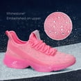 thumbnail image 3 of LUCKY STEP Fashion Rhinestone Mesh Sneaker Breathable Glitter Walking Shoes,Pink,Womens, 3 of 12