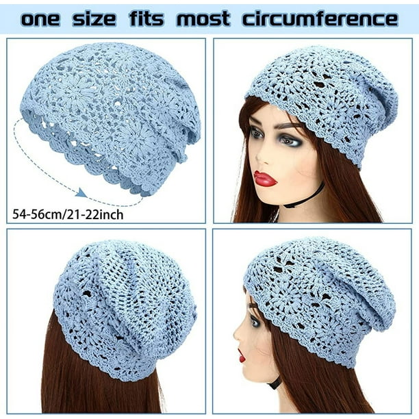 Women Cotton Slouchy Crochet Beret Handmade Cutout Floral  display picture 3