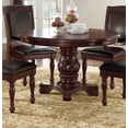 thumbnail image 2 of Gorgeous Dark Brown Traditonal Dining Room 5pc Set Round Dining Table 4x Chairs Faux Leather Pedestal Base Formal Kitchen, 2 of 10