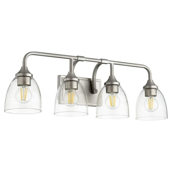 Kirkby Oaks 4 Light Vanity Light in Bailey Street Home Home Collection Style 26.5 inches Wide By 8.5 inches High-Satin Nickel Finish-Clear Glass Color