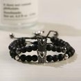 thumbnail image 4 of HOOUN 2Pcs/Set Couples Distance Bracelet Classic Natural Stone Zircon Crown Bracelets-Silver+Black, 4 of 9