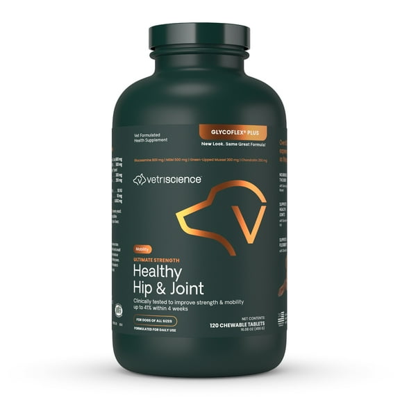 VetriScience Ultimate Strength Healthy Hip & Joint Care Chewable Tablets for Dog, Chicken 120 Ct Bottle