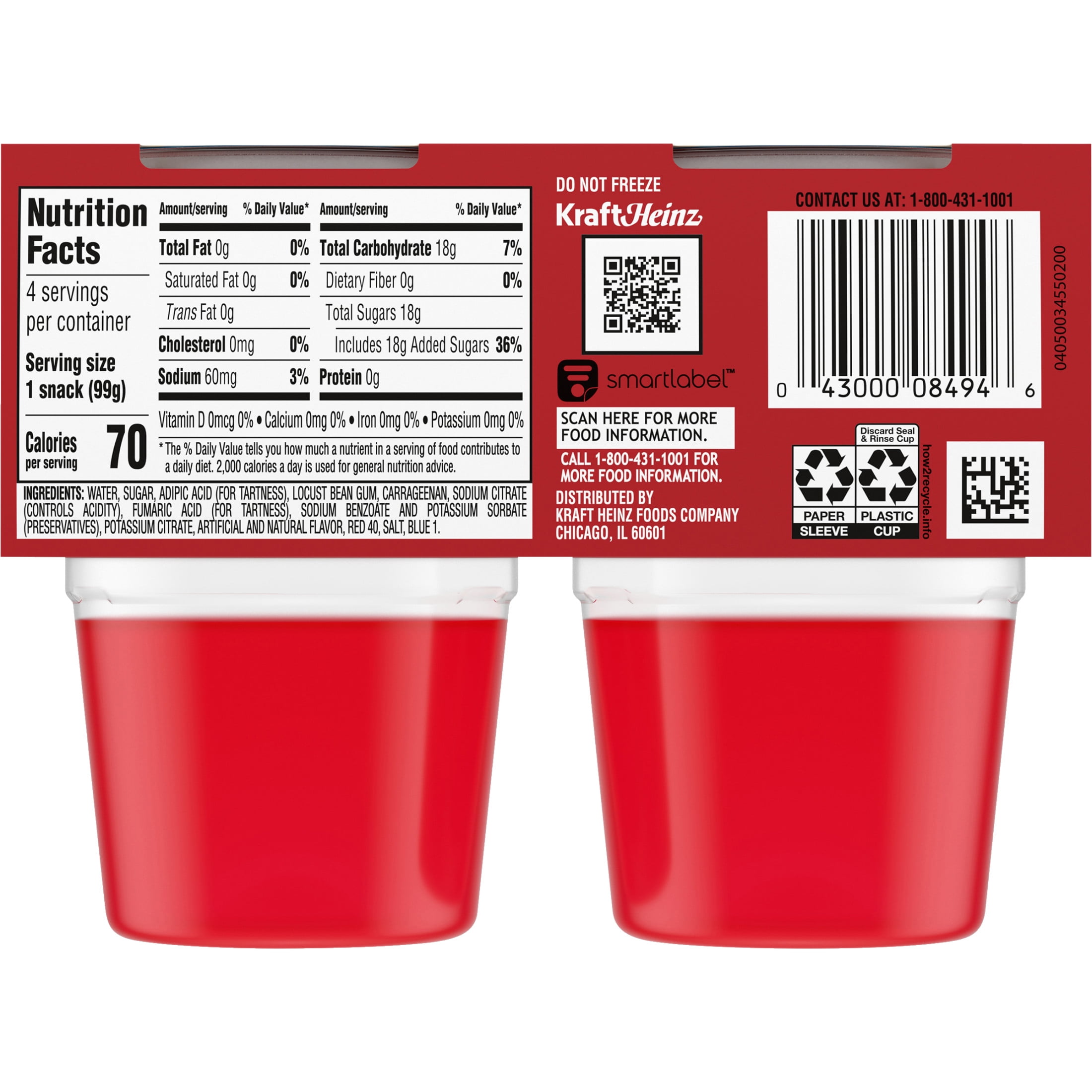 Kool-Aid Gels Cherry Jell-O Gelatin Snacks, 4 Ct Cups - Walmart.com