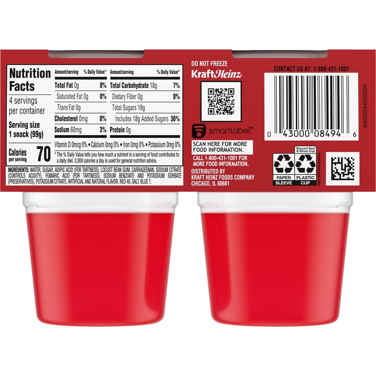 Kool-Aid Gels Cherry Jell-O Gelatin Snacks, 4 Ct Cups - Walmart.com