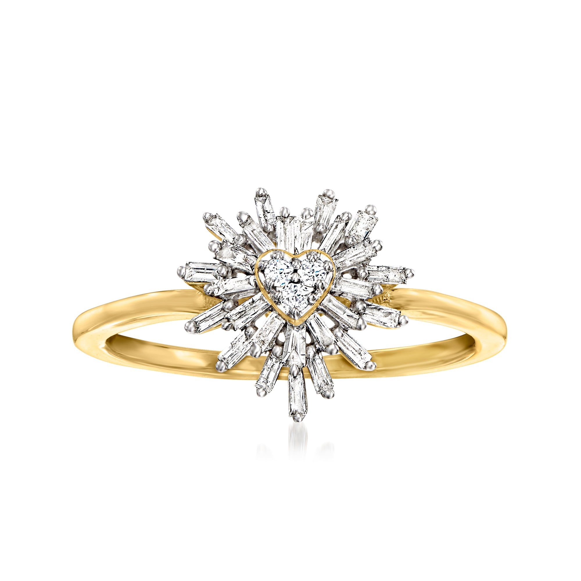 Ross-Simons 0.25 ct. t.w. Diamond Heart Burst Ring in 10kt Yellow Gold, Women's, Adult