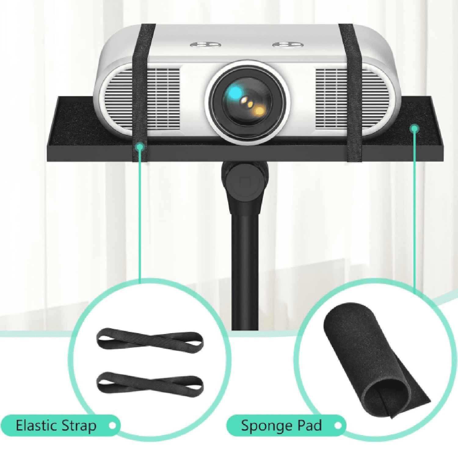 Projector Stand Tripod: 2 Shelves Mobile Laptop Cart Adjustable Height 45 to 64 Inches, Rolling Laptop Stand Cart with Ventilated Tray, Projector Tripod Stand on Wheels for Couch, Bedside, Meeting