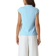thumbnail image 3 of INSPIRE CHIC Women's Mock Neck Blouse Basic Cap Sleeve Knitted Tops M Sky Blue, 3 of 5