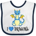 thumbnail image 3 of Inktastic I Love Dragons with Cute Blue Dragon Boys or Girls Baby Bib, 3 of 4