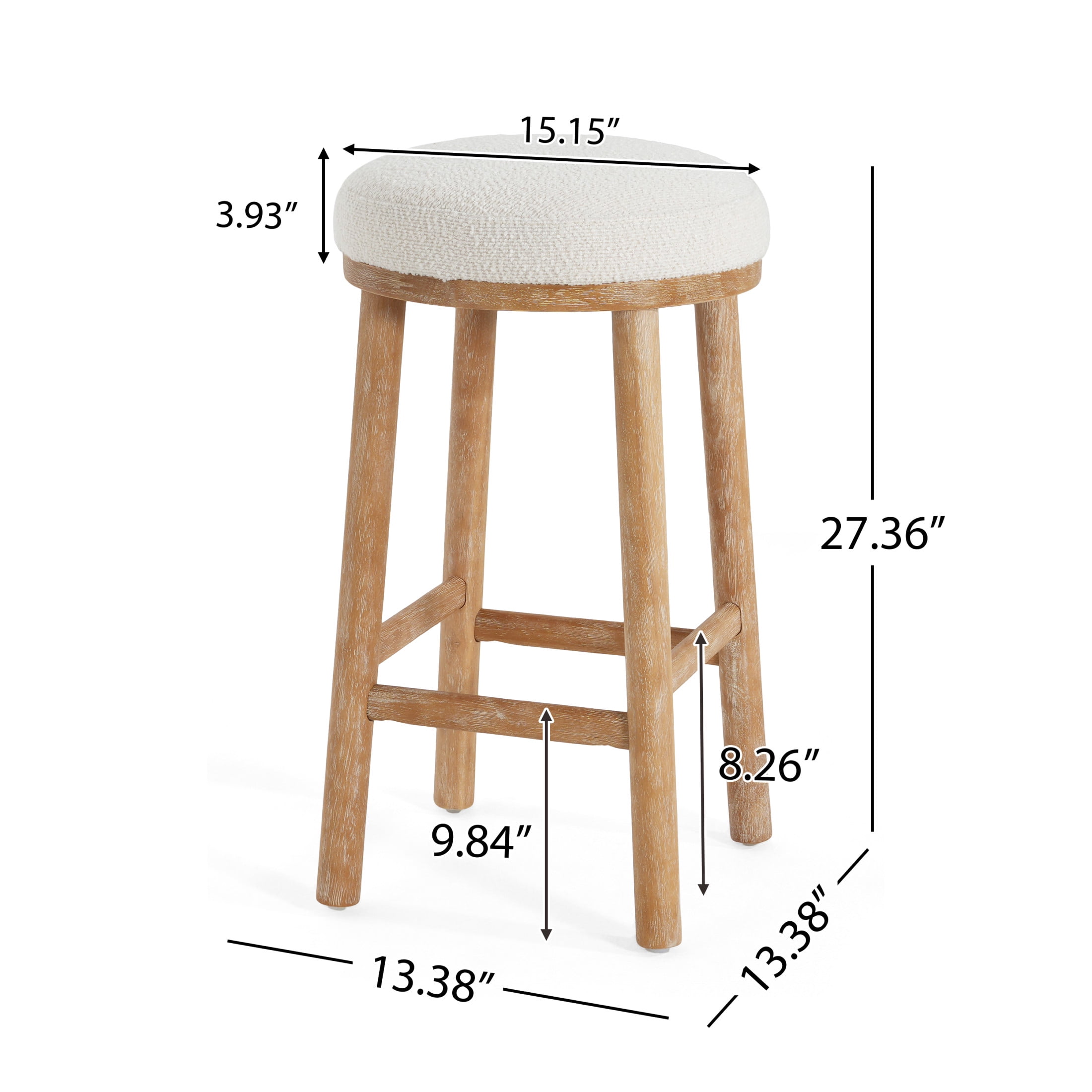 Christopher Knight Home Rustic 27.36" Counter Height Bar Stools, Solid Wood Frame, Natural, Set of 4