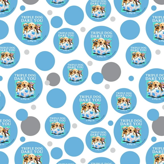Triple Dog Dare You to Play Me Puppies Soccer Balls Premium Gift Wrap Wrapping Paper Roll