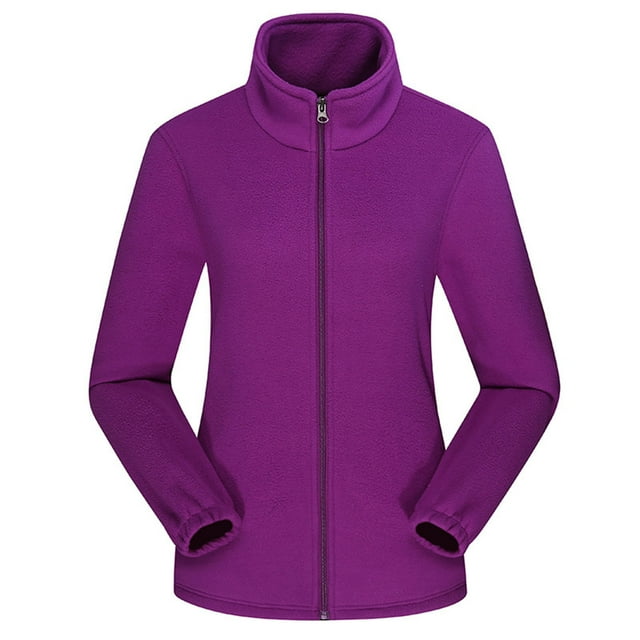 LSLJS Men's and Women's Fleece Winter Breathable Windproof Cardigan Jacket with Warm Tank( Purple, L)