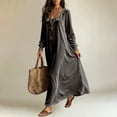 thumbnail image 4 of Women Fall Winter Velvet Round Neck Maxi Dress Long Sleeve Loose Solid Chic Elegant Casual Everyday Gray XL(XL), 4 of 5