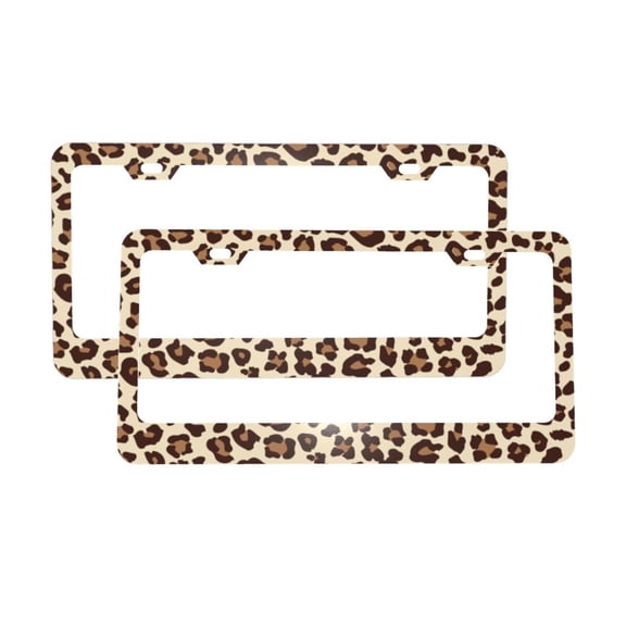 License Plate Frame With Screw Caps 2 Pack Car Plate Frame Front And Rear Rust-Proof Universal Car Tag Holder Leopard Design Hand Drawn