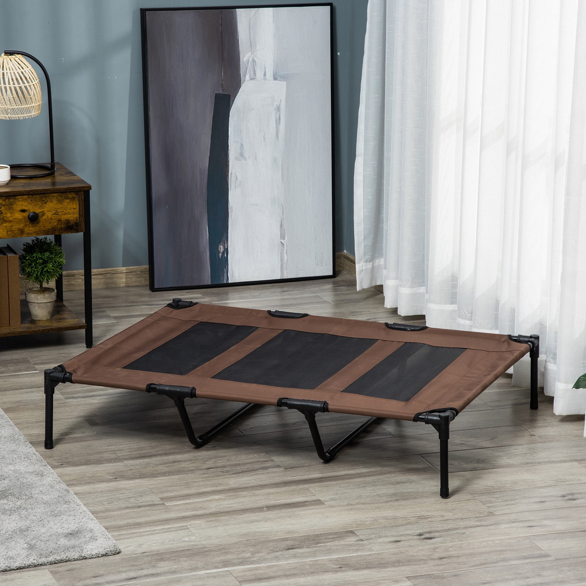Elevated Breathable Dog Bed Portable Pet Cot w/ Carry Bag Metal Frame Breathable Mesh Indoor and Outdoor