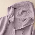thumbnail image 4 of BLTIBY Womens Cotton Linen Hoodie Tops,Summer Solid Colour Fashion Long Sleeve Drawstring Shirts Button Down Blouse Dressy Casual Pink XL, 4 of 6