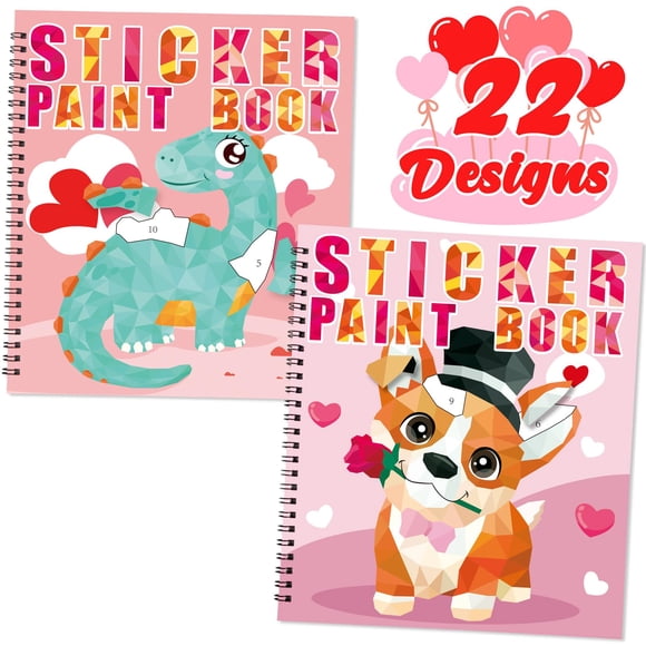 Libros de stickers para pintar 90shine, Día de San Valentín, para niños de 4 a 8 años
