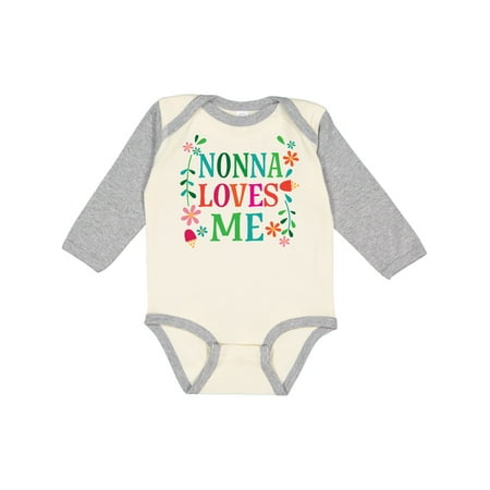 

Inktastic Nonna Loves Me Granddaughter Gift Baby Girl Long Sleeve Bodysuit