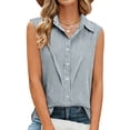 thumbnail image 4 of biudgviw Women's Sleeveless Button Down Shirts Summer Pleated Loose Collared Tank Tops Dressy Casual Work Tunic Blouses, 4 of 7