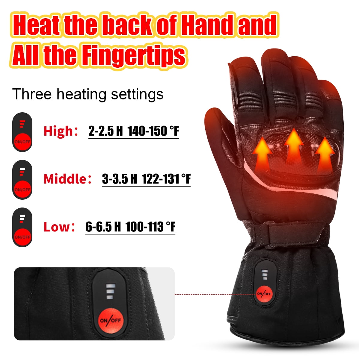 Savior Heat Heated Gloves, Electric Rechargeable Heated Hand Warmer Ski Gloves for Men Women, Waterproof & Windproof Touchscreen Gloves for Cycling, Hunting, Skiing, Motorcycle